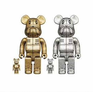 BAPE SHARK X HAJIME SORAYAMA X BE@RBRICK 100% & 400% GOLD ＆ SILVER セット ソラヤマ エイプ シャーク ベアブリック 空山基