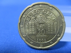 オーストリア 20ユーロセント硬貨☆2002年／美品／ベルヴェデーレ宮殿／外国古銭／o0201-1