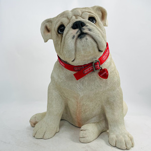 【中古】Sandicast PUPブルドッグ 犬の彫刻像ラージJ161白　1996年SandraBrue作家 【送料無料】