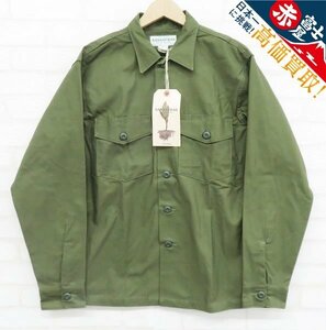 8T0714/未使用品 SASSAFRAS Gardeners Half Back satin SF-221955 ササフラス ガーデナーズハーフ シャツ