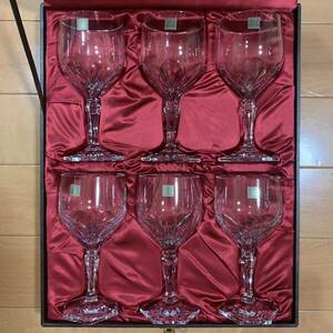レア 新品 廃盤 HOYA 保谷 高級 クリスタルガラス 6面 ワイングラス コレクション 6客セット 未使用 箱付 送料無料