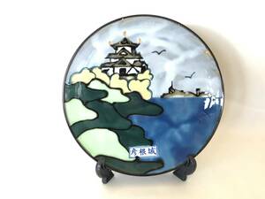 ■彦根城 飾皿 直径28㎝ 大皿 お城 色絵 陶器 置物 和風■サ7