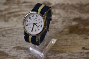 TIMEX indiglo ウィークエンダー セントラルパーク 腕時計 T2P142 アナログ ステンレス ホワイト/ブルー 電池式 動作品 タイメックス