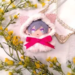 ぬい服手編みねこ耳ケープ♡ストロベリーピンク♡