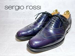 定価7万円【大人気】sergio rossi セルジオロッシ 高級 ドレスシューズ ビジネス 本革 レザー 紫 UK7（約25.5cm）イタリア製