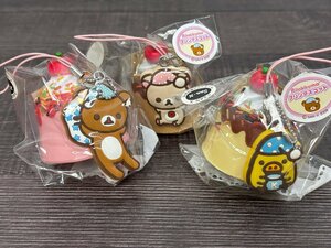 未開封◆リラックマ スクイーズ 3個セット② コリラックマ キイロイトリ ストラップ スイーツ プリン マスコット Rilakkuma◆F0394