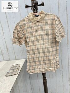 美品　BURBERRY LONDON 半袖ポロシャツ ノバチェック Mサイズ ベージュ ホース刺繍 レディース ハンカチ まとめて バーバリー 即日配送