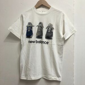 new balance ニューバランス USA製 90s DEAD STOCK Tシャツ ホワイト M(10-12)サイズ クルーネック 半袖 プリントTシャツ コットン100%