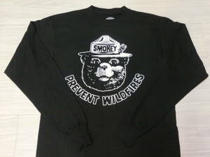 スモーキーベア SMOKEY BEAR 長袖 Tシャツ USA 企業物 黒 ロンT キャラクター アドバタイジング テディベア メンズ ビンテージ古着 M L