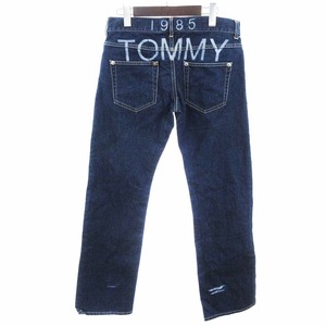 トミー TOMMY Jeans ジーンズ デニムパンツ ストレート バックロゴ プリント インディゴ ブルー 青 S ■GY31 メンズ