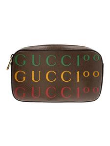 GUCCI◆100周年記念/ロゴ/602695/ボディバッグ/ウエストバッグ/レザー/BRW