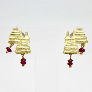 ソーティング付き!!＊AKコレクション K18(750)天然ルビーピアス＊b 約3.7g ruby pierce earring jewelry EC5/EC5