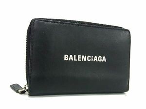 1円 ■美品■ BALENCIAGA バレンシアガ レザー コインケース コインパース 小銭入れ カード入れ ブラック系 AW6470