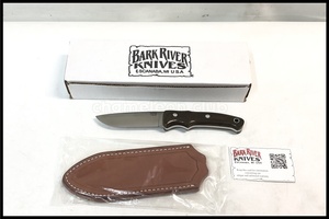 東京)BARK RIVER バークリバー ガードレスドロップポイントハンター CPM154 グリーンキャンバスマイカルタ シースナイフ