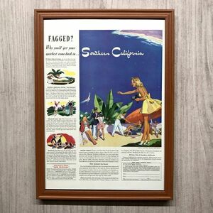 ◆即決◆1940年(昭和15年) Southern California 南カリフォルニア観光【B4-9607】アメリカビンテージ雑誌広告【B4額装品】当時物 ★同梱可