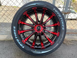 ハイエース 200系 18インチ タイヤホイール レッド 車検対応 BD12!! TOYO H30 225/50R18 4本セット 1台分