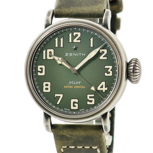 【3年保証】 ゼニス パイロット タイプ20 エクストラスペシャル 11.1943.679/63.C800 緑 アラビア 限定 2017年 自動巻き メンズ 腕時計