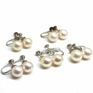 TASAKI(田崎真珠)入り!!《Pt900/K14WG アコヤ本真珠 イヤリング5点おまとめ》A 約12.9g パール pearl earring pierce jewelry EC3