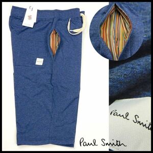 新品 春夏 ポールスミス ハーフパンツ マルチストライプ L ブルー コットン ロゴ Paul Smith メンズ 【1493】