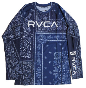 RVCA ルーカ バンダナ ラッシュガード Lサイズ 青 ネイビー 水着 長袖 サーフィン