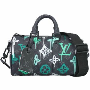 本物 ルイヴィトン LOUIS VUITTON LV キーポル バンドリエール 25 モノグラム エクリプス グラフィティ ショルダーバッグ ブラック M21399