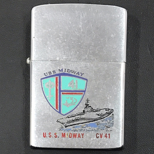 送料360円 ジッポ オイルライター U.S.S. MIDWAY CV41 1982年製 シルバーカラー 喫煙具 喫煙グッズ Zippo 同梱NG