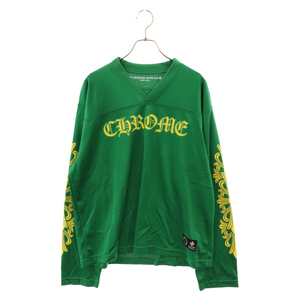 CHROME HEARTS クロムハーツ MESH WARM UP JERSEY CHプリントメッシュ長袖Tシャツカットソー グリーン