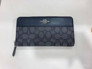 ◆【未使用】 コーチ COACH 財布 レディース 長財布 ラウンドファスナー レザー シグネチャー ブラック 黒 人気