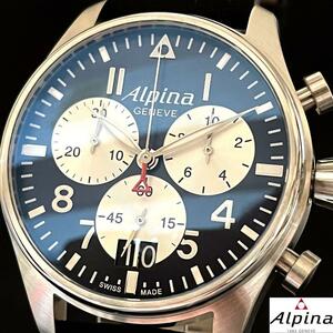 【激レア】Alpina/アルピナ/メンズ腕時計/クロノグラフ/高級/お洒落/希少/プレゼントに/男性用/シルバー.ブラック.ブルー色/代/かっこいい