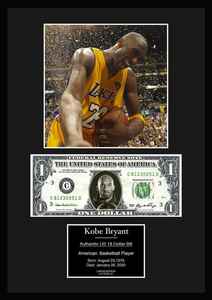 限定!Kobe Bryant/コービー・ブライアント/NBA/レイカーズ/Lakers/バスケ/本物USA1ドル札フレーム証明書付き/カラー/3