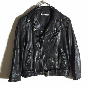 M1811h13　▼beautiful people ビューティフルピープル▼　shrink leather riders jacket ライダースジャケット 黒 130/1410402401 秋～春