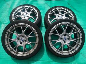 RAYS レイズ グラムライツ 57BNA 17インチ 7.0j +50 PCD100 4穴 ＋ ADVAN FLEVA V701 205/40R17 4本セット 1本パンク