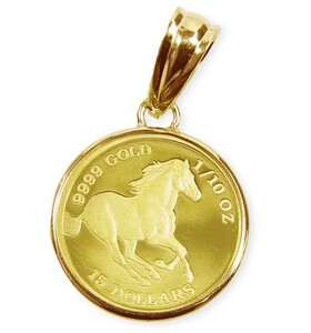 純金ツバルホース馬金貨（1/10oz）ホースペンダントTOPコイン/送料無料