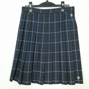 1円 スクールスカート 冬物 w69-丈57 チェック 中学 高校 プリーツ 学生服 制服 女子 中古 IN5864