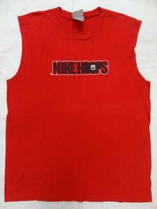 ビンテージ ナイキ NIKE 80S 90S バスケ バスケットボール 両面 プリント タンクトップ Tシャツ 赤 レッド 無地 単色 ボール ロゴ レア 珍