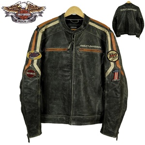 【S1231】【極美品】【USED加工】HARLEY-DAVIDSON ハーレーダビッドソン シングルライダースジャケット レザージャケット バイクウエア