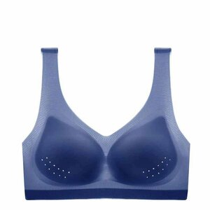 ナイトブラ ノンワイヤーブラ 無縫製シームレスブラ 美乳ブラ 脇高垂れ防止 ブラジャー 3Dカップ 脇肉補正 胸補正睡眠ネイビー size-L