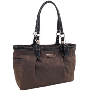 1円 ■ 極美品 コーチ ハンドバッグ F15146 ブラウン系 キャンバス×エナメル シグネチャー COACH ■E.Bss.An1