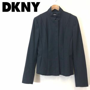 A679-F-N◆ 美品 ◆ DKNY ダナキャランニューヨーク ジャケット フルジップ ◆ size4 ウール ポリエステル ブラック 古着 レディース