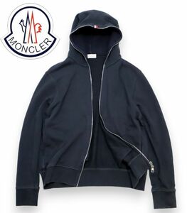 国内正規 MONCLER MAGLIA CARDIGAN ワッペンロゴ スウェットジップパーカー モンクレール SWEAT ZIP PARKER トリコロール ネイビーM JK-14