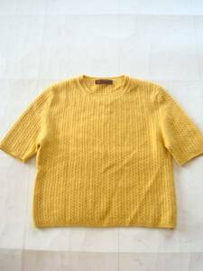 OLD ENGLAND 英国製カシミア混アラン編み半袖セーター