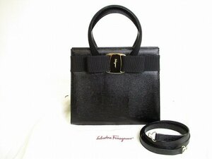 【未使用保管品】 サルバトーレフェラガモ Salvatore Ferragamo ヴァラ レザー ハンドバッグ パーティバッグ ショルダーバッグ 2way