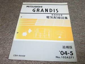 W★ 三菱　グランディス　NA4W　整備解説書 電気配線図集 追補版　’04ー5