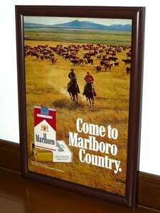 1972年 USA 70s 洋書雑誌広告 額装品 Marlboro マルボロ (A4サイズ) / 検索用 マルボロマン 店舗 ガレージ 看板 装飾 ディスプレイ 