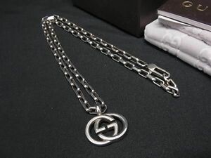 1円 ■美品■ GUCCI グッチ インターロッキングG SV925 ネックレス ペンダント アクセサリー メンズ レディース シルバー系 BL0478