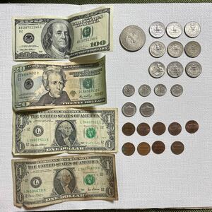 旧紙幣 古紙幣 古銭 硬貨 外国銭 アメリカ ドル コイン コレクション (約)125ドル U.S.A.