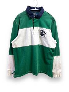 ■POLO RALPH LAUREN■ 国内正規品 ポロ ラルフローレン ラガーシャツ Lサイズ ホワイト グリーン 刺繍 RRL RLX RUGBY