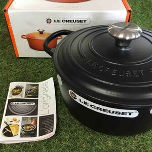 GX2235 LE CREUSET ル・クルーゼ 両手鍋 ココット ロンド 21177-24cm ホーロー鍋 料理 調理器具 ブラック 箱汚れ有り 未使用 保管品 鍋