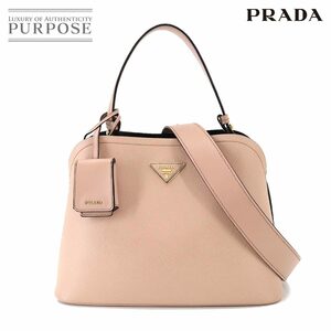 新品同様 プラダ PRADA マチネ 2way ショルダー バッグ サフィアーノレザー ピンク 1BA251 ゴールド 金具 Matinee Bag 90206678