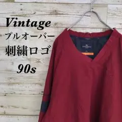 【k3070】USA古着90sヴィンテージ刺繍ロゴナイロンプルオーバージャケット